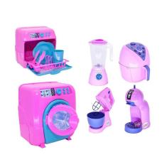 Kit Cozinha Infantil Brinquedo Menina Eletrodomestco Rosa