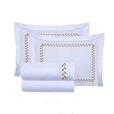Jogo Lençol Algodão Marie king Bordado 4 pçs Branco