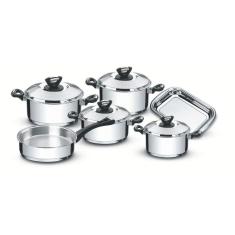 Jogo De Panelas Tramontina Solar Baquelite Em Aço Inox Fundo Triplo 6 Peças