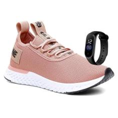 Tênis Polo Ultrabone Feminino Caminhada Academia+Relógio, Rose, 38
