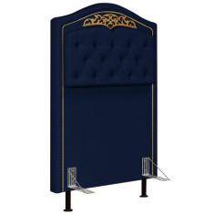 Cabeceira Cama Box Solteiro 90cm Imperial Veludo J02 Azul - Mpozenato,