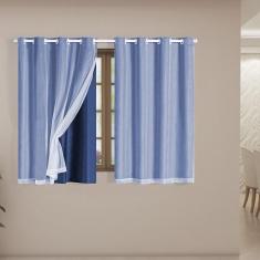 Cortina Blackout PVC com Tecido Voil 2,00 m x 1,40 m Marinho - EDDI CA