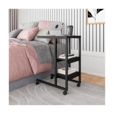 Mesa Lateral Apoio Com Rodinha Sala Quarto Escritório Auxiliar 2 Prale