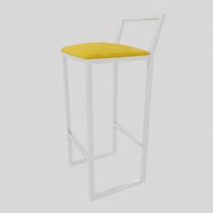 Banqueta Alta Balcão Bistrô Branca Confort Industrial Assento Estofado