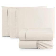 Jogo De Lençol Cama Box Casal 4 Peças Percal 400 Fios Palha - Casa Hom