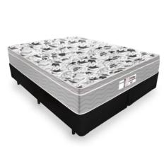 Cama Box Casal Bipartido Tecido Sintético Preto com Colchão De Molas Ensacadas - Probel Evolution