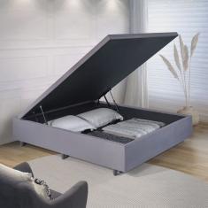 Base Box Baú Casal em Suede 138x188x42cm