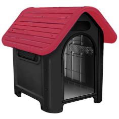 Casa Casinha de Cachorro n.3 mecpet Média Vermelha Base Preto