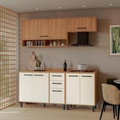 Armário de Cozinha Compacta Modulada 4 Peças com Balcão Havana Multimó