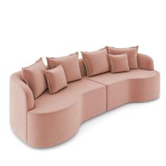 Sofá 5 Lugares Orgânico Living 290cm Mersa Veludo Rosê K01 - D`rossi
