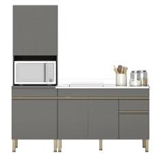 Paneleiro e Balcão Gabinete com Pia 120cm Lina Z06 Gris - Mpozenato