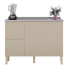 Balcão De Cozinha Com Pia Inox 120cm Minsk K02 Vanilla - Mpozenato