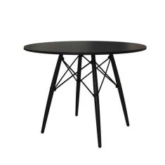 Mesa de Jantar Redonda Eiffel Wood Preta 90 cm - New Green