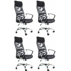 Kit 4 Cadeira de Escritorio Presidente Comfort Preto