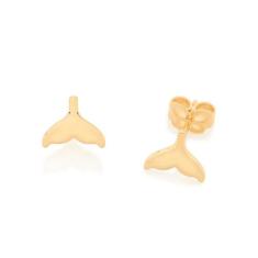 Brinco Rommanel Banhado Ouro Pequena Cauda De Sereia / Baleia 526478