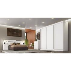 Guarda Roupa Casal 3 Portas 8 Gavetas - Sollo-Branco - Móveis Novo Horizonte