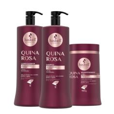 Kit Quina Rosa Haskell Shampoo, Condicionador e Máscara 900g/1L
