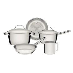 Jogo de Panelas Tramontina Inox Fundo Triplo 5 Peças Allegra