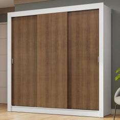 Guarda-Roupa Casal 3 Portas de Correr Branco/Rustic Nobre Madesa, Bran