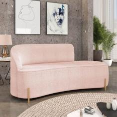 Sofá 3 Lugares Orgânico 180cm Morgan Pé Aço Dourado Bouclê D03 - D'Ros