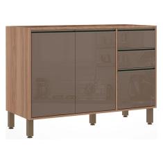 Balcão Cozinha 120 Cm 2 Portas 3 Gavetas Graff Mel Luciane Móveis