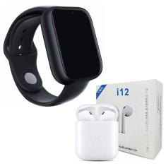 Kit 1 Relógio Smartwatch Z6 Preto + 1 Fone Bluetooth I12 Tws