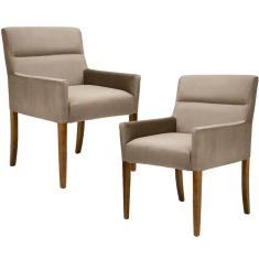 Kit 02 Poltronas Decorativas Sala de Estar Vicenza Veludo Importado Marrom - Gran Belo