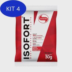 Kit 4 Isofort Whey Protein Isolado Frutas Vermelhas Vitafor 30G