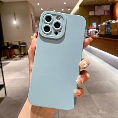 Capa de telefone de silicone fosco para iPhone 14 13 12 11 Pro Max Mini XR XS Max X 8 7 14 Plus SE 2020 Lente de câmera Portector Capa macia, azul, para iPhone 14