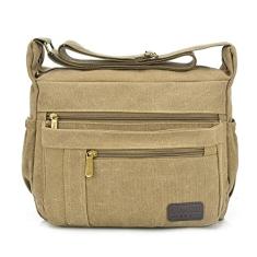 Bolsa carteiro de lona, bolsa vintage de lona para laptop, bolsa mensageiro grande, bolsas transversais grandes para mulheres/homens, Caqui