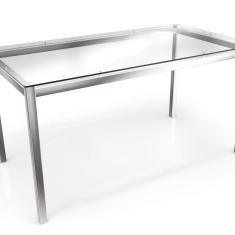 Mesa com Tampo de Vidro Retangular Reno Crome Kappesberg Cromado
