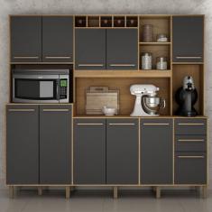 Armário de Cozinha 11 Portas 2 Gavetas Petra Valdemóveis Cinamomo/Grafite