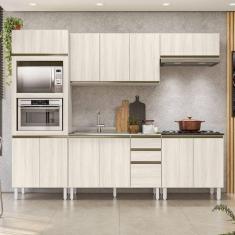 Cozinha Completa Angela 11 Portas 3 Gavetas 100% MDF Bianco Tok/Bianco Tok