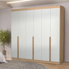 Guarda-roupa Casal 6 Portas 6 Gavetas 100% Mdf Lisboa Inovata/Beige Chess/Cinamomo Mel