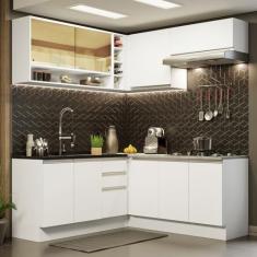 Cozinha Completa de Canto Madesa Glamy 349002 com Armário e Balcão (sem Tampo e Pia) - Branco