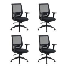 Kit 4 Cadeiras para Escritório Diretor com Nr17 Genebra Preto
