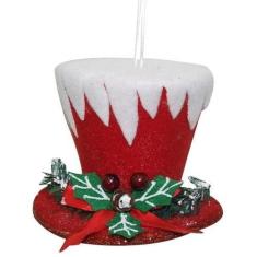 Enfeite De Natal Cartola Vermelha Decorativa Natalina 11Cm - Zona Livr