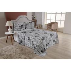 Jogo De Lençol Queen 4 Peças Estampa Jornal Percal Lançamento - BruceB