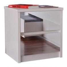 Mesa de Cabeceira Espelhada 2 Gavetas Blank F04 Branco - MPOZENATO