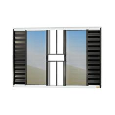 Janela Veneziana Confort 6 Folhas Com Grade Vidro Reflex 100cm X 120cm Brimak Mix Preto