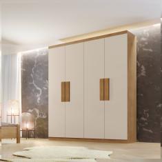 Guarda Roupa Solteiro 4 Portas 2 Gavetas Petra Rufato Off White/imbuia