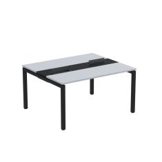 Mesa Plataforma Dupla Com Pé De Aço Para Coworking 140x120 Pdc14-12-2p Cinza-preto