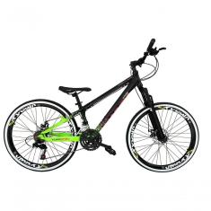 Bicicleta Aro 26 Vikingx Tuff X44 Preto-verde 21v Alumínio Freio A Disco Aros Vmaxx Pretos