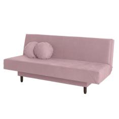 Sofá-Cama Casal 3 Lugares Jimmy Suede Rosa Claro