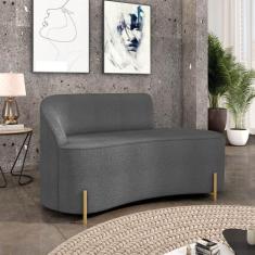 Sofá 2 Lugares Orgânico 140cm Pé Dourado Morgan Bouclê Grafite - D Ros