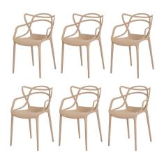 Kit 6 Cadeiras Allegra Nude Sala Cozinha Jantar