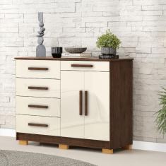 Cômoda Sapateira Sirius 5 Gavetas 2 Portas Imbuia/champanhe - Vila Rica