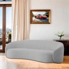 Sofá Curvo Orgânico Sala Recepção 3 Lugares Alemanha 200cm Linho - Mar