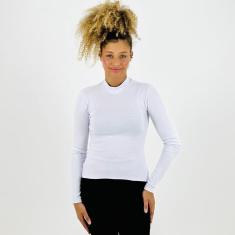 Blusa Malwee Básica Canelada Gola Alta Manga Longa Feminina-Feminino