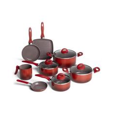 Jogo de Panelas Brinox Ceramic Life Smart Plus 8 peças Vermelho